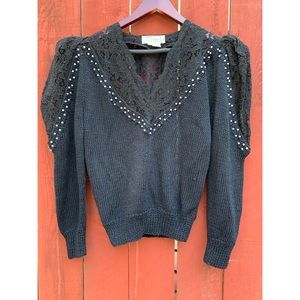 Nannell | Vintage 80’s Beaded Lace Detail Pullover